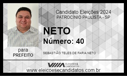 Candidato NETO 2024 - PATROCÍNIO PAULISTA - Eleições