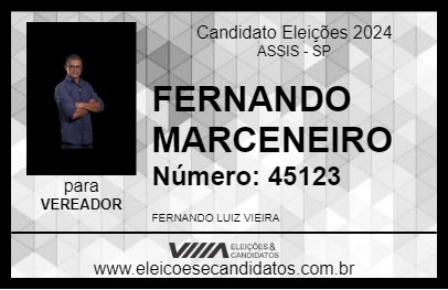 Candidato FERNANDO MARCENEIRO 2024 - ASSIS - Eleições