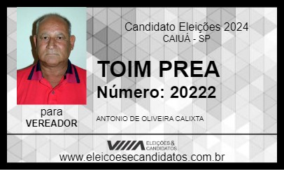 Candidato TOIM  PREA  2024 - CAIUÁ - Eleições