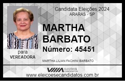 Candidato MARTHA BARBATO 2024 - ARARAS - Eleições