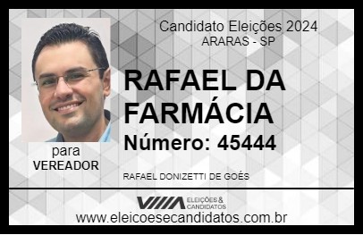 Candidato RAFAEL DA FARMÁCIA 2024 - ARARAS - Eleições