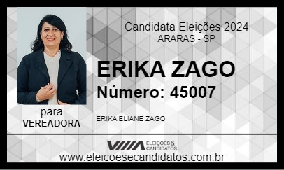 Candidato ERIKA ZAGO 2024 - ARARAS - Eleições