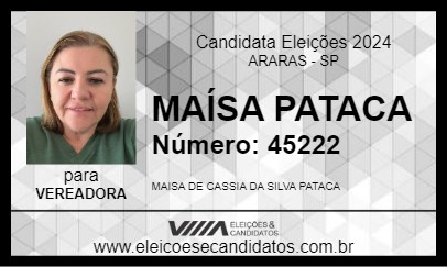 Candidato MAÍSA PATACA 2024 - ARARAS - Eleições