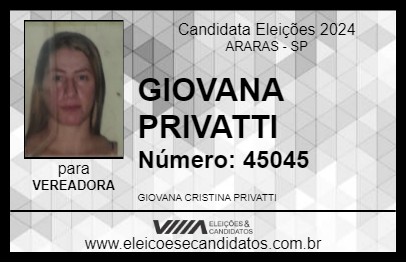 Candidato GIOVANA PRIVATTI 2024 - ARARAS - Eleições