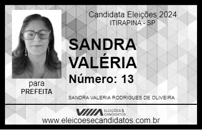 Candidato SANDRA VALÉRIA 2024 - ITIRAPINA - Eleições