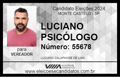 Candidato LUCIANO PSICÓLOGO 2024 - MONTE CASTELO - Eleições