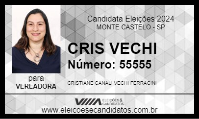 Candidato CRIS VECHI 2024 - MONTE CASTELO - Eleições