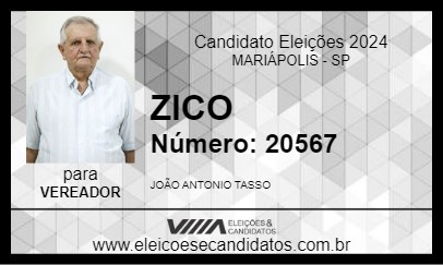 Candidato ZICO 2024 - MARIÁPOLIS - Eleições