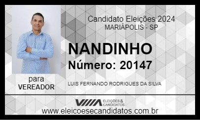 Candidato NANDINHO 2024 - MARIÁPOLIS - Eleições