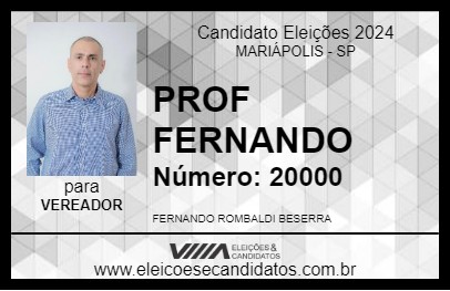 Candidato PROF FERNANDO 2024 - MARIÁPOLIS - Eleições