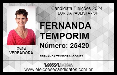 Candidato FERNANDA TEMPORIM 2024 - FLÓRIDA PAULISTA - Eleições