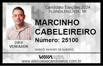 Candidato MARCINHO CABELEIREIRO 2024 - FLÓRIDA PAULISTA - Eleições