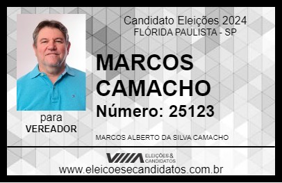 Candidato MARCOS CAMACHO 2024 - FLÓRIDA PAULISTA - Eleições