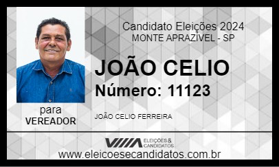 Candidato JOÃO CELIO 2024 - MONTE APRAZÍVEL - Eleições