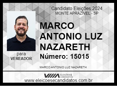 Candidato MARCO ANTONIO LUZ NAZARETH 2024 - MONTE APRAZÍVEL - Eleições