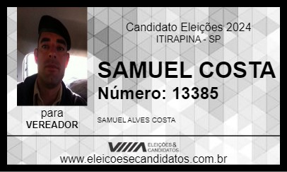 Candidato SAMUEL COSTA 2024 - ITIRAPINA - Eleições