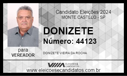 Candidato DONIZETE 2024 - MONTE CASTELO - Eleições