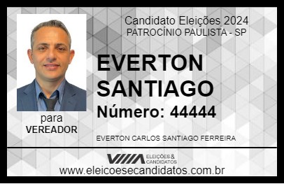 Candidato EVERTON SANTIAGO 2024 - PATROCÍNIO PAULISTA - Eleições