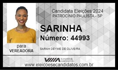 Candidato SARINHA 2024 - PATROCÍNIO PAULISTA - Eleições