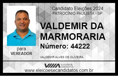 Candidato VALDEMIR DA MARMORARIA 2024 - PATROCÍNIO PAULISTA - Eleições