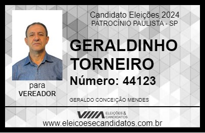 Candidato GERALDINHO TORNEIRO 2024 - PATROCÍNIO PAULISTA - Eleições