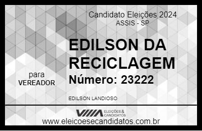 Candidato EDILSON DA RECICLAGEM 2024 - ASSIS - Eleições