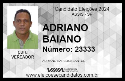 Candidato ADRIANO BAIANO 2024 - ASSIS - Eleições