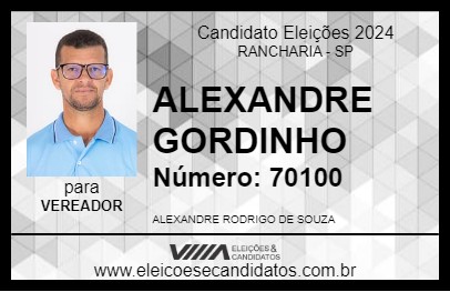 Candidato ALEXANDRE GORDINHO 2024 - RANCHARIA - Eleições