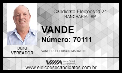 Candidato VANDE 2024 - RANCHARIA - Eleições