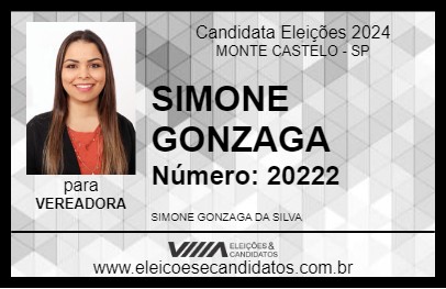 Candidato SIMONE GONZAGA 2024 - MONTE CASTELO - Eleições