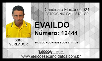 Candidato EVAILDO 2024 - PATROCÍNIO PAULISTA - Eleições