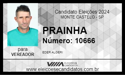 Candidato PRAINHA 2024 - MONTE CASTELO - Eleições