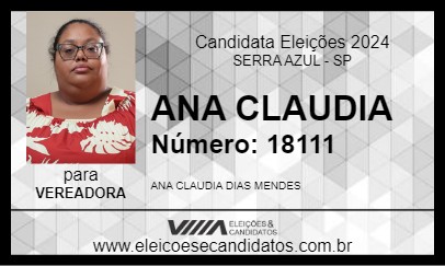 Candidato ANA CLAUDIA 2024 - SERRA AZUL - Eleições