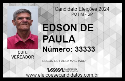 Candidato EDSON DE PAULA 2024 - POTIM - Eleições