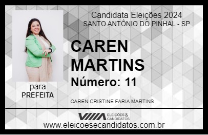 Candidato CAREN MARTINS 2024 - SANTO ANTÔNIO DO PINHAL - Eleições