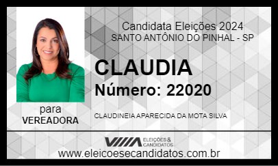 Candidato CLAUDIA 2024 - SANTO ANTÔNIO DO PINHAL - Eleições