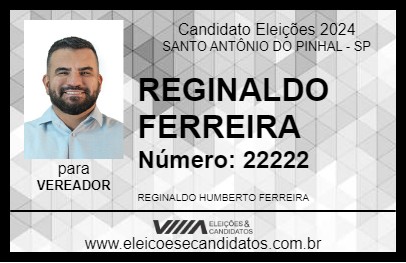 Candidato REGINALDO FERREIRA 2024 - SANTO ANTÔNIO DO PINHAL - Eleições