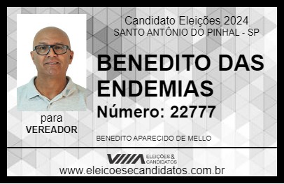 Candidato BENEDITO DAS ENDEMIAS 2024 - SANTO ANTÔNIO DO PINHAL - Eleições