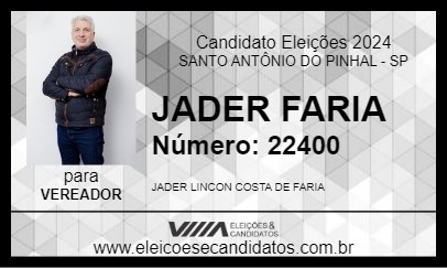 Candidato JADER FARIA 2024 - SANTO ANTÔNIO DO PINHAL - Eleições