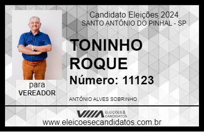 Candidato TONINHO ROQUE 2024 - SANTO ANTÔNIO DO PINHAL - Eleições