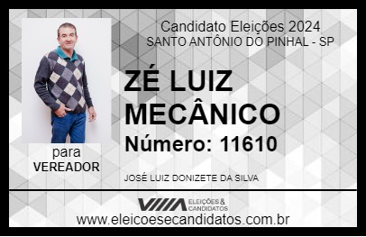 Candidato ZÉ LUIZ MECÂNICO 2024 - SANTO ANTÔNIO DO PINHAL - Eleições