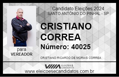 Candidato CRISTIANO CORREA 2024 - SANTO ANTÔNIO DO PINHAL - Eleições