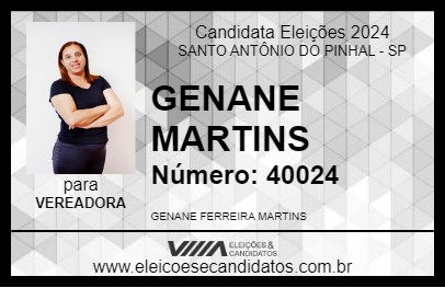 Candidato GENANE MARTINS 2024 - SANTO ANTÔNIO DO PINHAL - Eleições