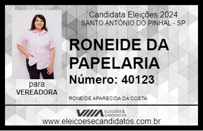 Candidato RONEIDE DA PAPELARIA 2024 - SANTO ANTÔNIO DO PINHAL - Eleições