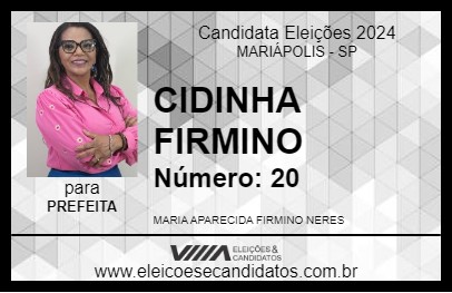 Candidato CIDINHA FIRMINO 2024 - MARIÁPOLIS - Eleições