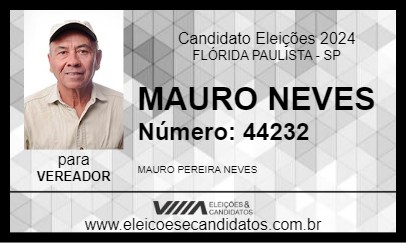 Candidato MAURO NEVES 2024 - FLÓRIDA PAULISTA - Eleições