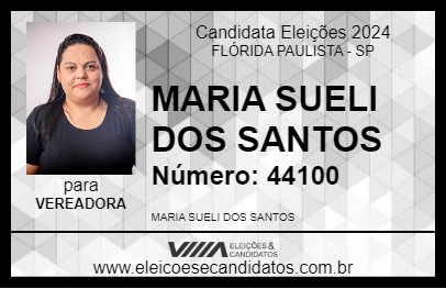 Candidato MARIA SUELI DOS SANTOS 2024 - FLÓRIDA PAULISTA - Eleições