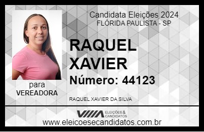 Candidato RAQUEL XAVIER 2024 - FLÓRIDA PAULISTA - Eleições