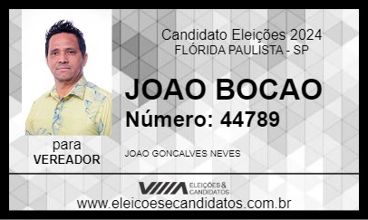 Candidato JOAO BOCAO 2024 - FLÓRIDA PAULISTA - Eleições