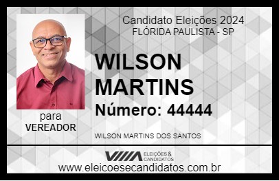 Candidato WILSON MARTINS 2024 - FLÓRIDA PAULISTA - Eleições